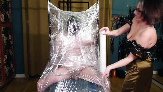 Cling Film Bondage and Orgasm Control Predicament