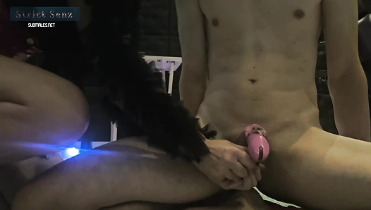 Lady Zara Feet Licking BareFoot Stimulation Jerkoff Contest Cum Eating Humiliation in Chastity Cage Full Version
