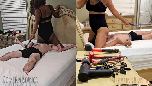 Ballbusting Tools Galore denied orgasm