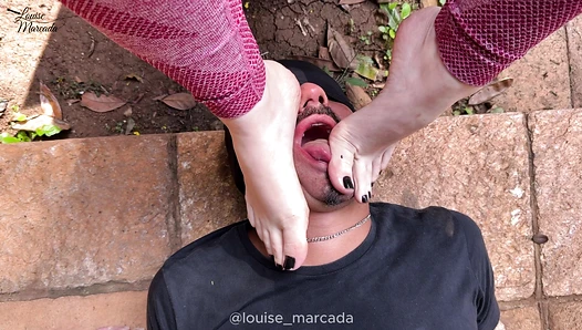 Louise by the pool Foot Worship & Deep Challenge with Luno - Femdom - Foot Worship - Foot Gagging - Sole Licking - Saliva Extraction