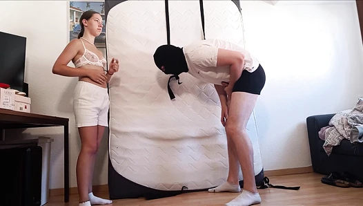 Tamara Ballbusting in Jean Shorts