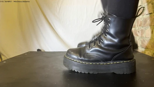 Sgt. Dolores’ BOOT CAMP - Hard Trampling Bootjob in Platform Dr. Martens **VALUE PACK** Disobedient Recruit’s Cock and Balls Precision Eradicated and made to cum