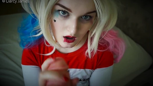 Darcy Quinn Cums For Big Cock - Darcy James - Cosplay, Superheroine, Fishnets, Harley Quinn, Red Lipstick