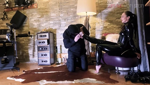 Latex Spit Slave – Obey & Swallow Like a Good Little Piggy