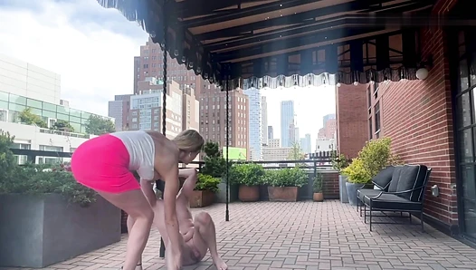 Brutalized On The Balcony: Gimme That Face So I Can Jump On It FULL Weight