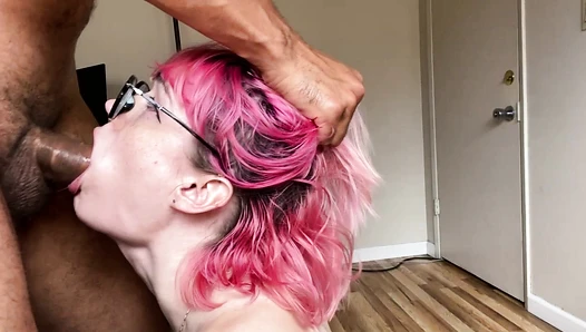 Petite Trans Cutie Claire Gemini Gets Facefucked Then Drains Huge Cock