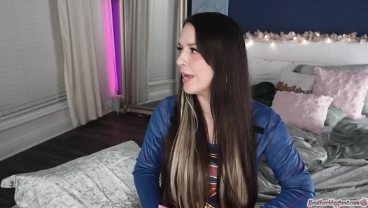 BBW Supergirl Squirts Through Spandex