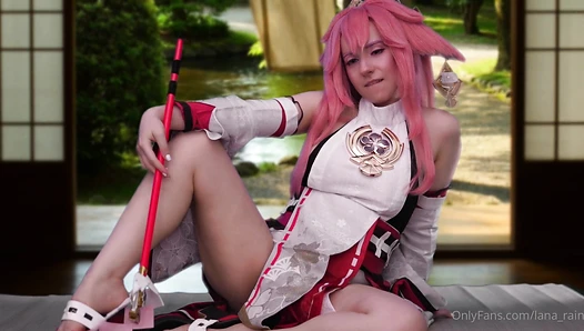 Yae Miko - Genshin Impact cosplay - Dildo Footjob