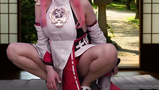 Yae Miko - Genshin Impact cosplay - Dildo Footjob