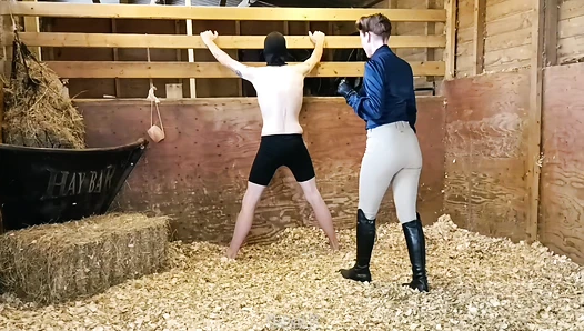 Sadistic Stables Sack Smashing extreme ballbusting and cropping punishment